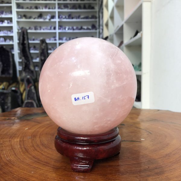 Bi cầu Thạch Anh Hồng – Rose Quartz Sphere (BH157), ĐK: 10,83 CM, KL: 1,75 KG