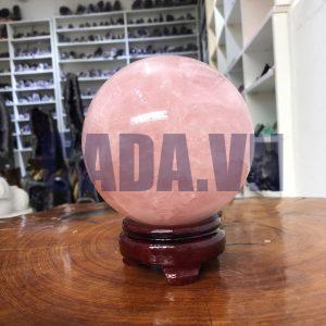 Bi cầu Thạch Anh Hồng – Rose Quartz Sphere (BH123), ĐK: 12,10 CM, KL: 2,355 KG