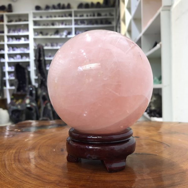 Bi cầu Thạch Anh Hồng – Rose Quartz Sphere (BH112), ĐK: 36 CM, KL: 2,02KG