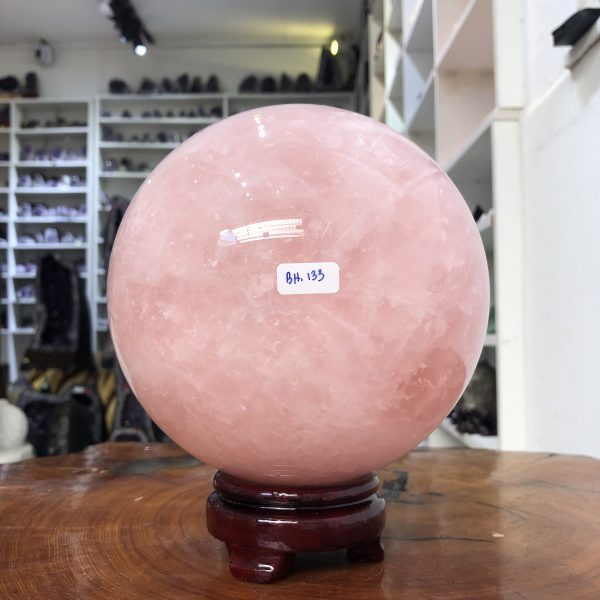 Bi cầu Thạch Anh Hồng – Rose Quartz Sphere (BH133), ĐK: 16,24 CM, KL: 5,74 KG