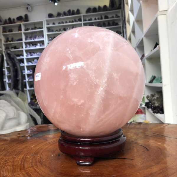 Bi cầu Thạch Anh Hồng – Rose Quartz Sphere (BH128), ĐK: 17,52 CM, KL: 7,23 KG