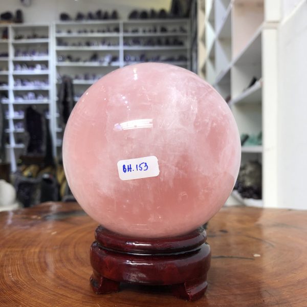 Bi cầu Thạch Anh Hồng – Rose Quartz Sphere (BH153), ĐK: 11,15 CM, KL: 1,865 KG