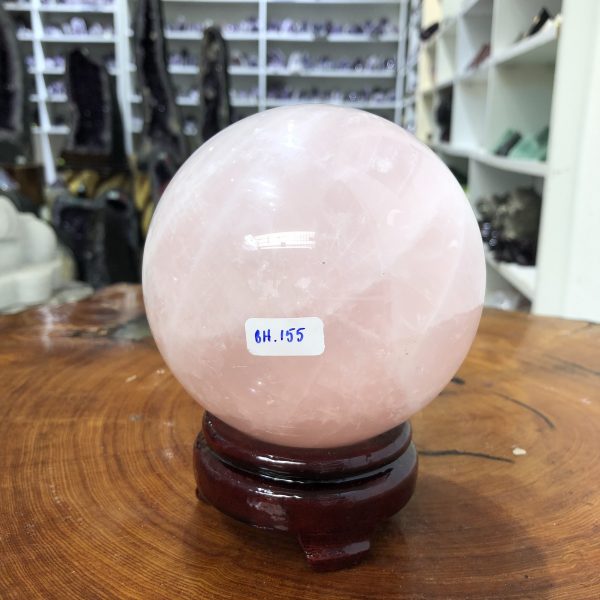 Bi cầu Thạch Anh Hồng – Rose Quartz Sphere (BH155), ĐK: 10,83 CM, KL: 1,725 KG