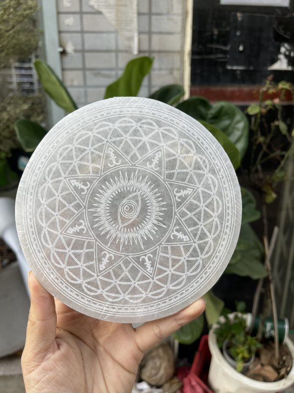 Đĩa lưới tinh thể selenite | Grib Selenite | Đá trang trí, sưu tầm, healing | CADA DECOR