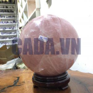 Bi cầu Thạch Anh Hồng – Rose Quartz Sphere (BH119), ĐK: 14,65 CM, KL: 4,36 KG