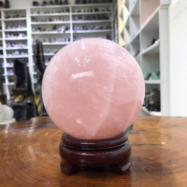 Bi cầu Thạch Anh Hồng – Rose Quartz Sphere (BH141), ĐK: 10,83 CM, KL: 1,68 KG