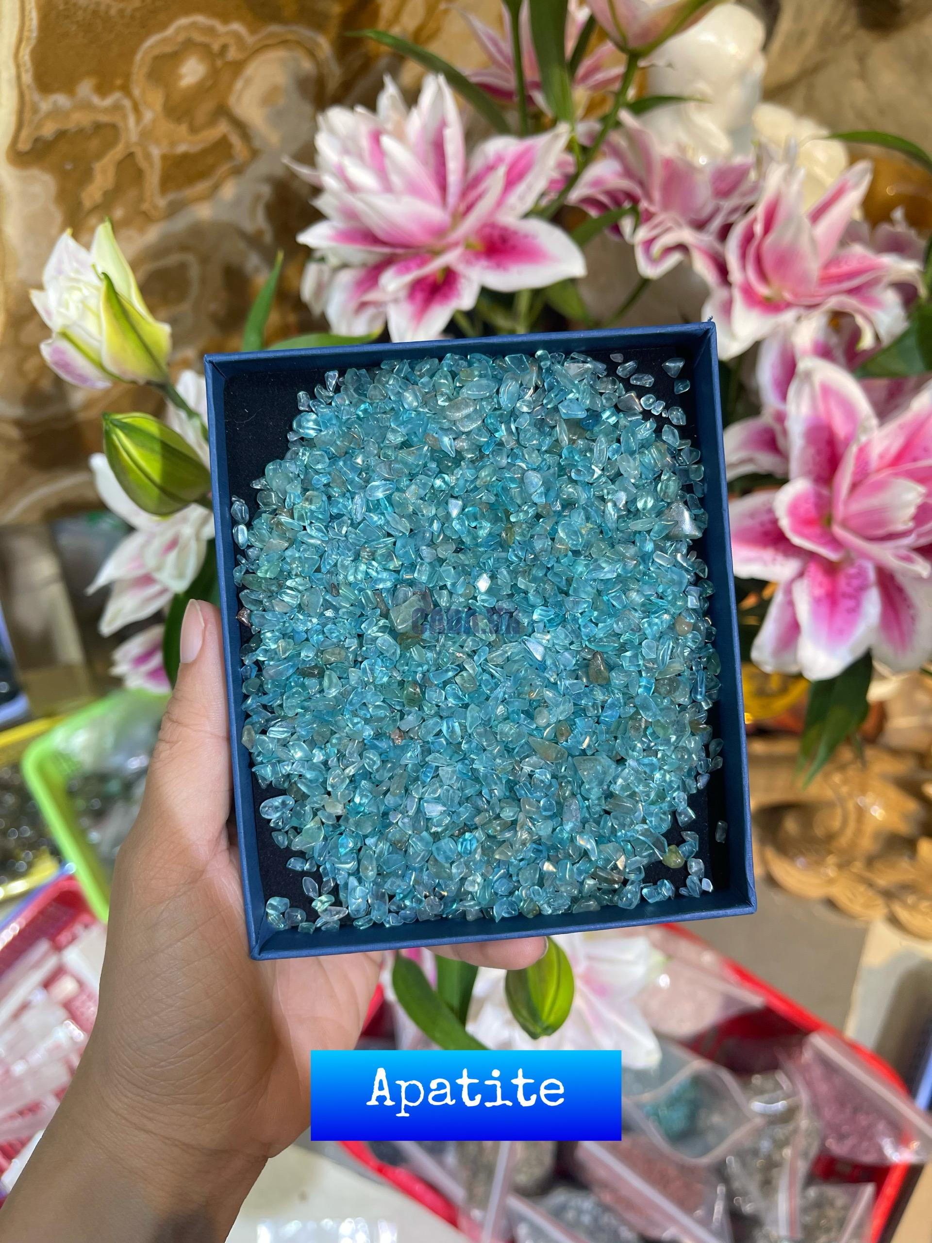 Đá vụn Transparent Blue Apatite (100gram) | Đá trang trí, sưu tầm, healing | CADA DECOR