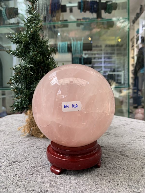 Bi cầu Thạch Anh Hồng – Rose Quartz Sphere (BH166), ĐK: 11,15CM, KL: 1,86KG