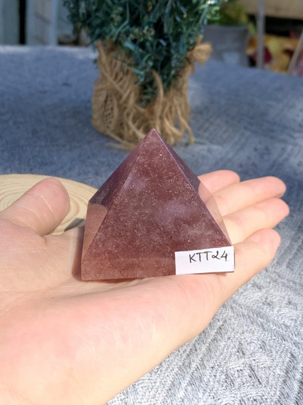 KIM TỰ THÁP ĐÁ THẠCH ANH DÂU ĐỎ - Strawberry Quartz (KTT24) KT: 4,3*4,8 CM - KL: 0,115 KG 