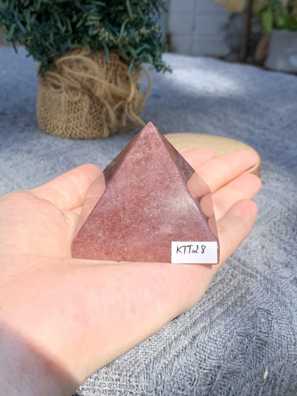 KIM TỰ THÁP ĐÁ THẠCH ANH DÂU ĐỎ - Strawberry Quartz (KTT28) KT: 4,3*5 CM - KL: 0,13 KG 