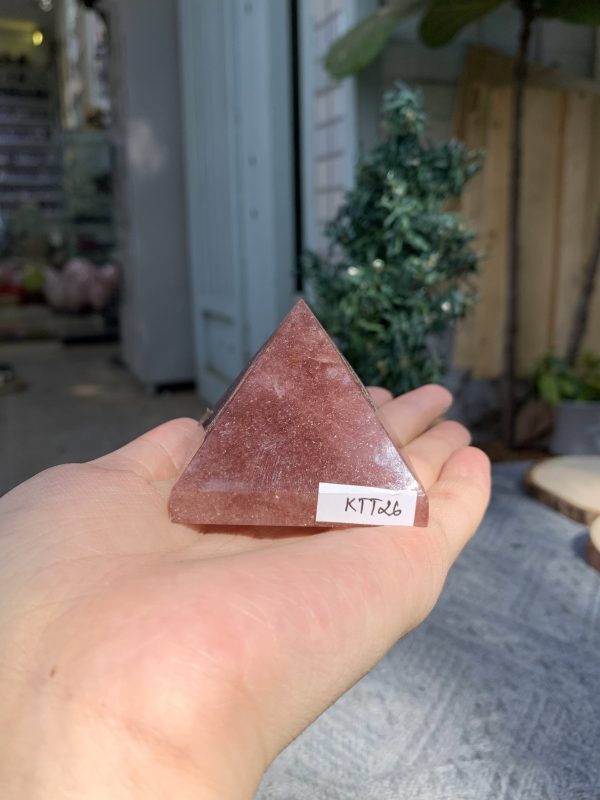 KIM TỰ THÁP ĐÁ THẠCH ANH DÂU ĐỎ - Strawberry Quartz (KTT26) KT: 4,1*5 CM - KL: 0,12 KG 