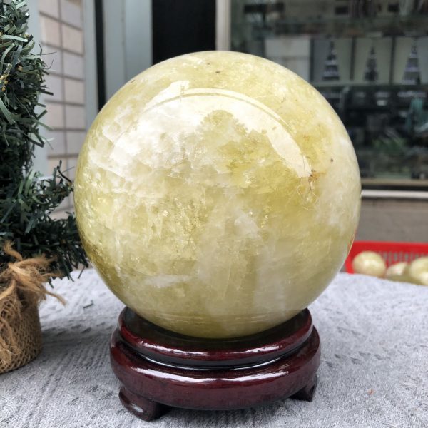 Bi Cầu Thạch Anh Vàng – Citrine Sphere (BV87) - KL: 3,845 KG - ĐK: 14,08 CM