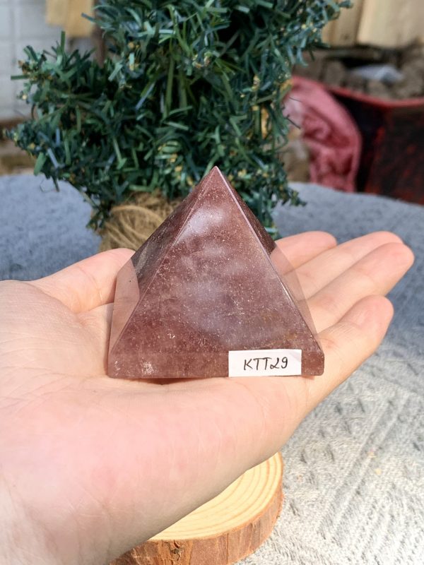 KIM TỰ THÁP ĐÁ THẠCH ANH DÂU ĐỎ - Strawberry Quartz (KTT29) KT: 4,5*5,1 CM - KL: 0,135 KG 