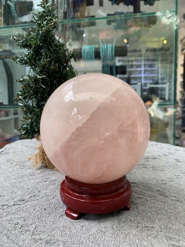 Bi cầu Thạch Anh Hồng – Rose Quartz Sphere (BH166), ĐK: 11,15CM, KL: 1,86KG