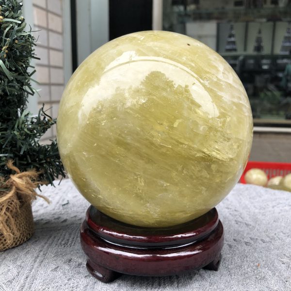 Bi Cầu Thạch Anh Vàng – Citrine Sphere (BV87) - KL: 3,845 KG - ĐK: 14,08 CM