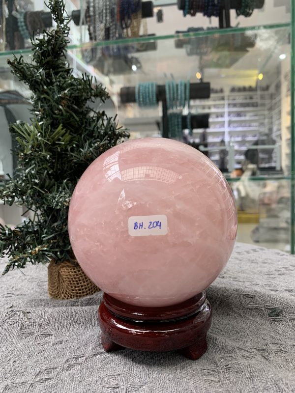 Bi cầu Thạch Anh Hồng – Rose Quartz Sphere (BH204), ĐK: 11,15CM, KL: 1,9KG