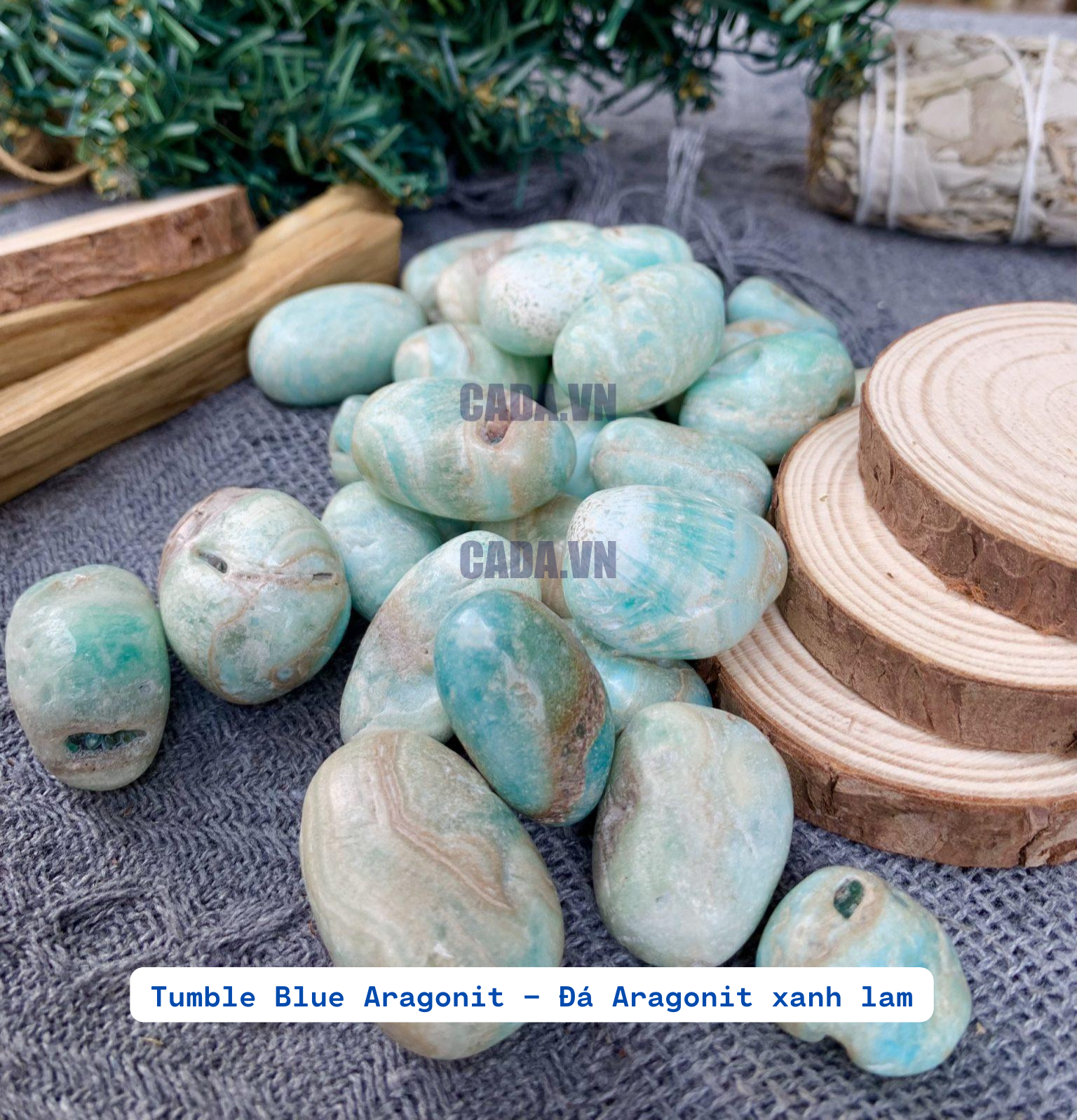 Đá Thô Tumble Blue Aragonite - Đá thanh tẩy - Đá Tarot | CADA DECOR