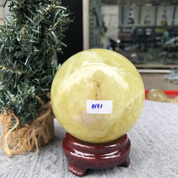 Bi Cầu Thạch Anh Vàng – Citrine Sphere (BV91) - KL: 1,33 KG - ĐK: 9,87 CM