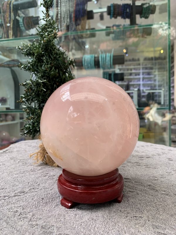 Bi cầu Thạch Anh Hồng – Rose Quartz Sphere (BH166), ĐK: 11,15CM, KL: 1,86KG