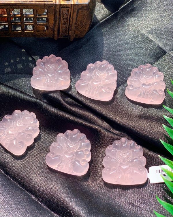 Mặt Hồ Ly Đá Thạch Anh Hồng - Rose Quartz Fox