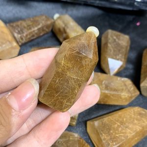 Trụ Thạch Anh Tóc Đỏ Nâu – Rutilated Quartz size 5 - 6cm