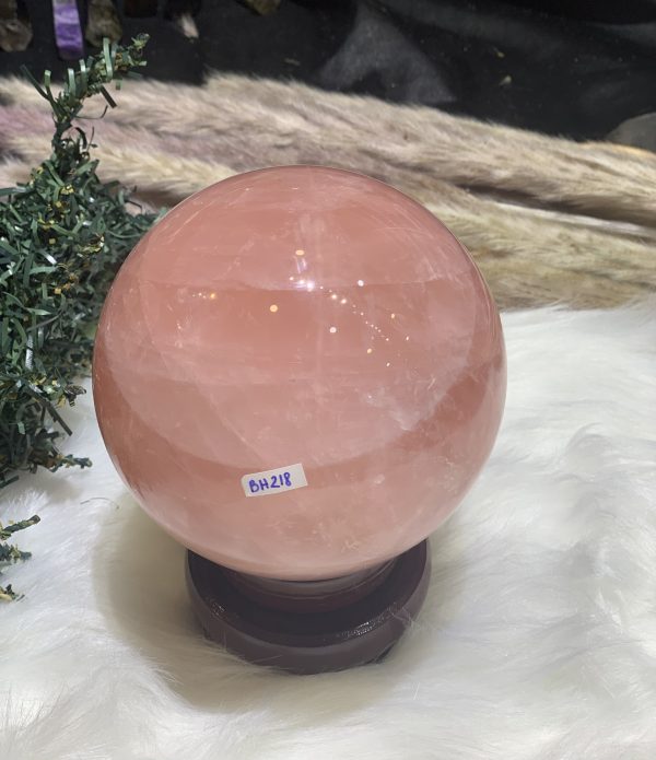 Bi cầu Thạch Anh Hồng sao – Rose Quartz Sphere (BH218), ĐK: 9,6CM, KL: 1,33KG