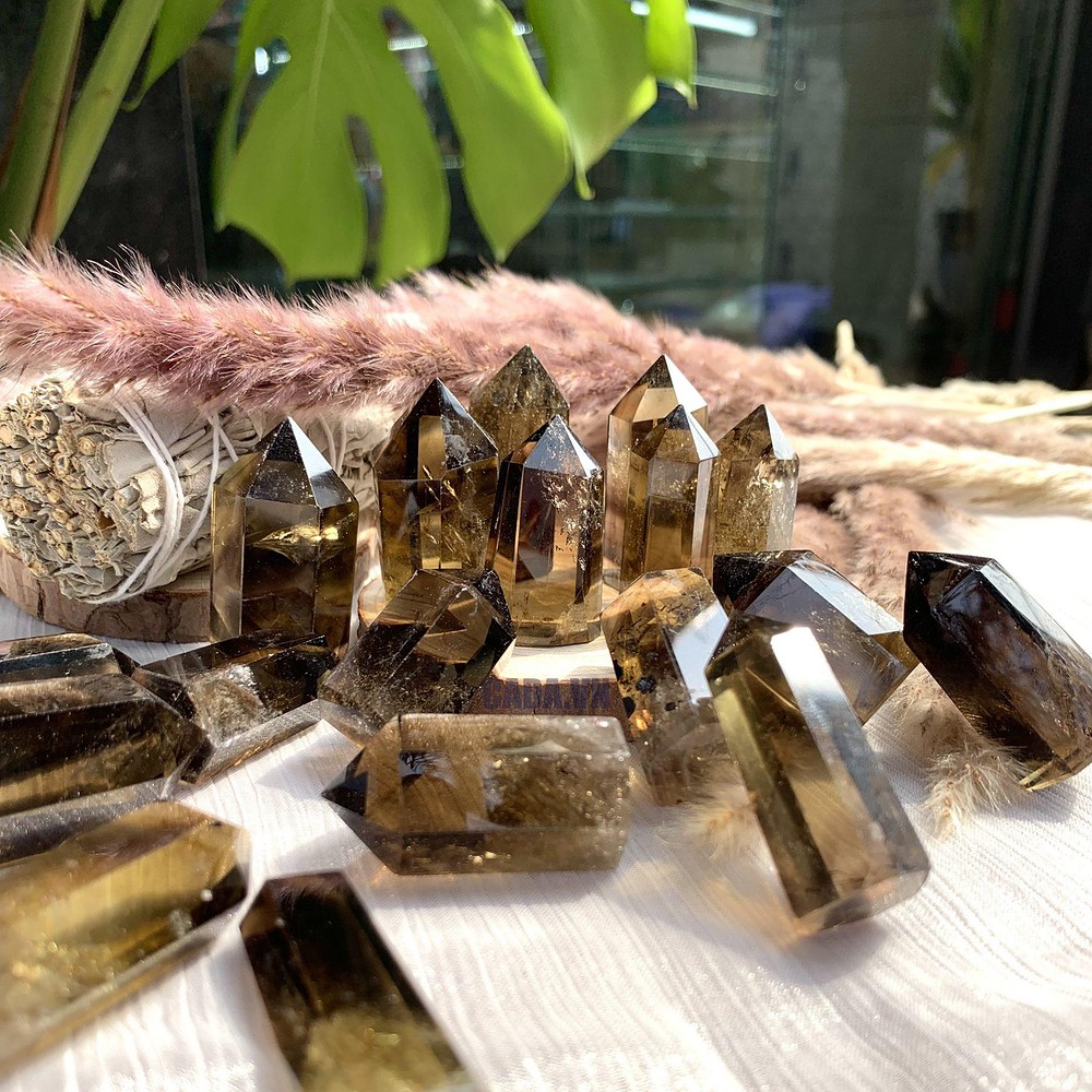 Trụ thạch anh khói mini - Smoky quartz