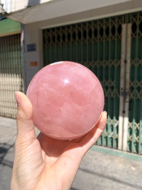 Bi cầu Thạch Anh Hồng sao – Rose Quartz Sphere (BH222), ĐK: 9,2CM, KL: 1,138KG