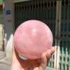 Bi cầu Thạch Anh Hồng sao – Rose Quartz Sphere (BH220), ĐK: 9,1CM, KL: 1,106KG