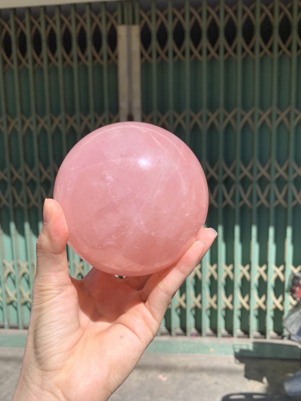 Bi cầu Thạch Anh Hồng sao – Rose Quartz Sphere (BH221), ĐK: 9,6CM, KL: 1,328KG