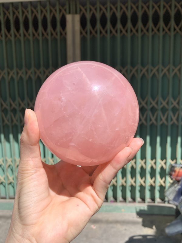 Bi cầu Thạch Anh Hồng sao – Rose Quartz Sphere (BH221), ĐK: 9,6CM, KL: 1,328KG