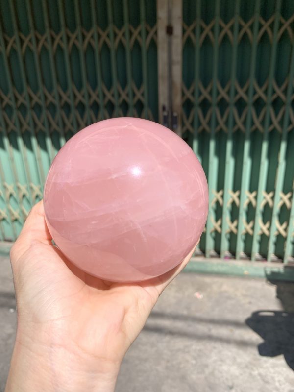 Bi cầu Thạch Anh Hồng sao – Rose Quartz Sphere (BH219), ĐK: 9,4CM, KL: 1,246KG