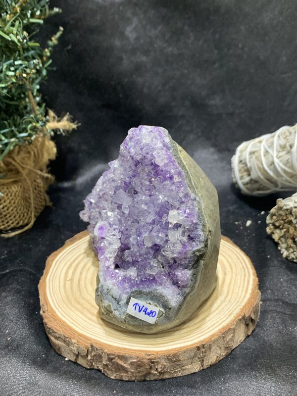 HỐC THẠCH ANH TÍM NHỎ – SMALL AMETHYST GEODE (TV420), KL: 0,496KG, KT: 9*9CM