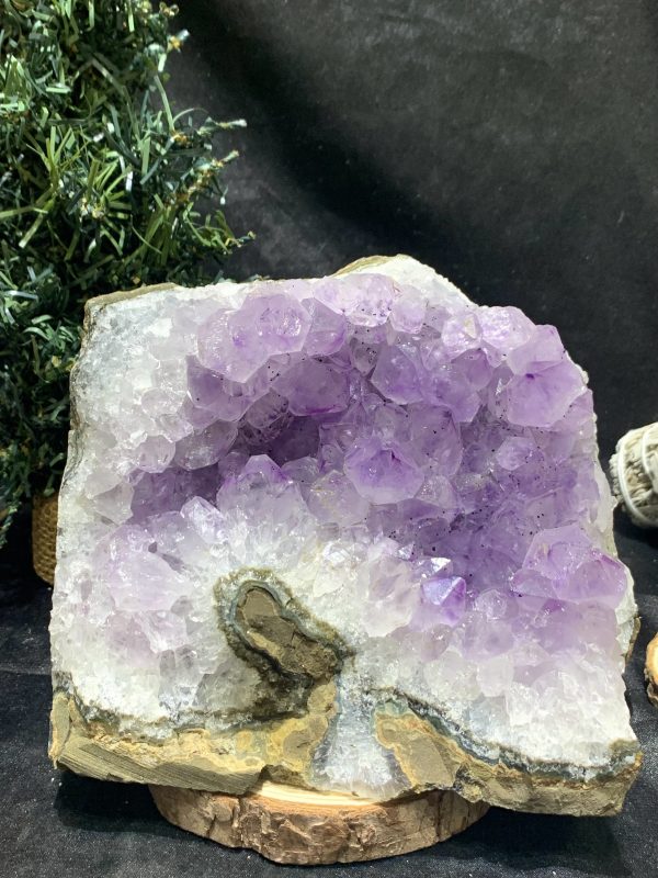 HỐC THẠCH ANH TÍM NHỎ – SMALL AMETHYST GEODE (TV416), KL: 2,076KG, KT: 15,2*11,4CM