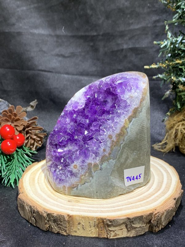 HỐC THẠCH ANH TÍM NHỎ – SMALL AMETHYST GEODE (TV445), KL: 0,43KG, KT: 10*6,5CM