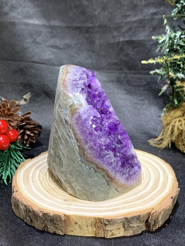 HỐC THẠCH ANH TÍM NHỎ – SMALL AMETHYST GEODE (TV445), KL: 0,43KG, KT: 10*6,5CM