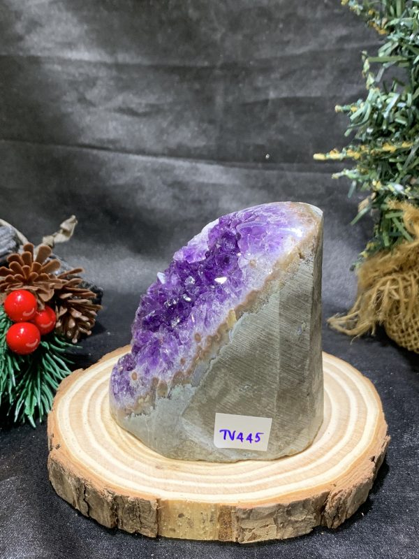 HỐC THẠCH ANH TÍM NHỎ – SMALL AMETHYST GEODE (TV445), KL: 0,43KG, KT: 10*6,5CM