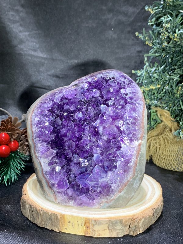 HỐC THẠCH ANH TÍM NHỎ – SMALL AMETHYST GEODE (TV447), KL: 0,835KG, KT: 12*10CM