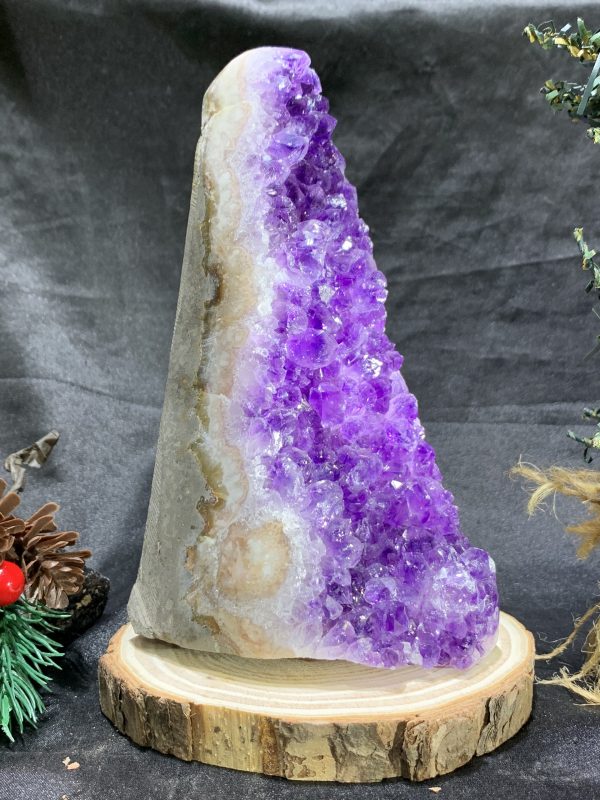 HỐC THẠCH ANH TÍM NHỎ – SMALL AMETHYST GEODE (TV450), KL: 0,915KG, KT: 17*6CM