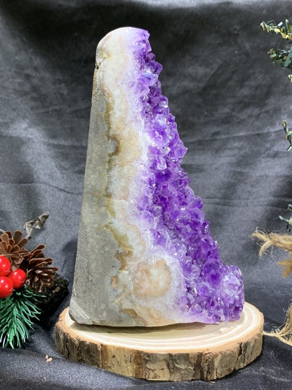 HỐC THẠCH ANH TÍM NHỎ – SMALL AMETHYST GEODE (TV450), KL: 0,915KG, KT: 17*6CM