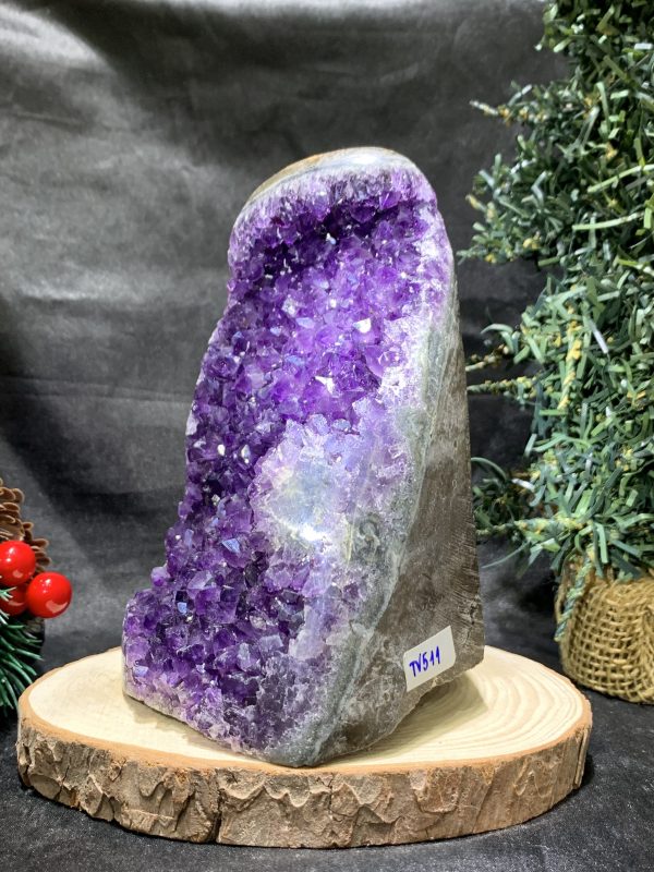 HỐC THẠCH ANH TÍM NHỎ – SMALL AMETHYST GEODE (TV511), KL: 0,62KG, KT: 12*8CM