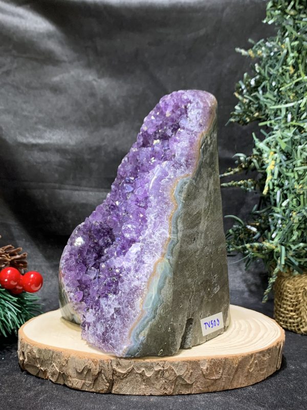 HỐC THẠCH ANH TÍM NHỎ – SMALL AMETHYST GEODE (TV503), KL: 1,13KG, KT: 15*8CM