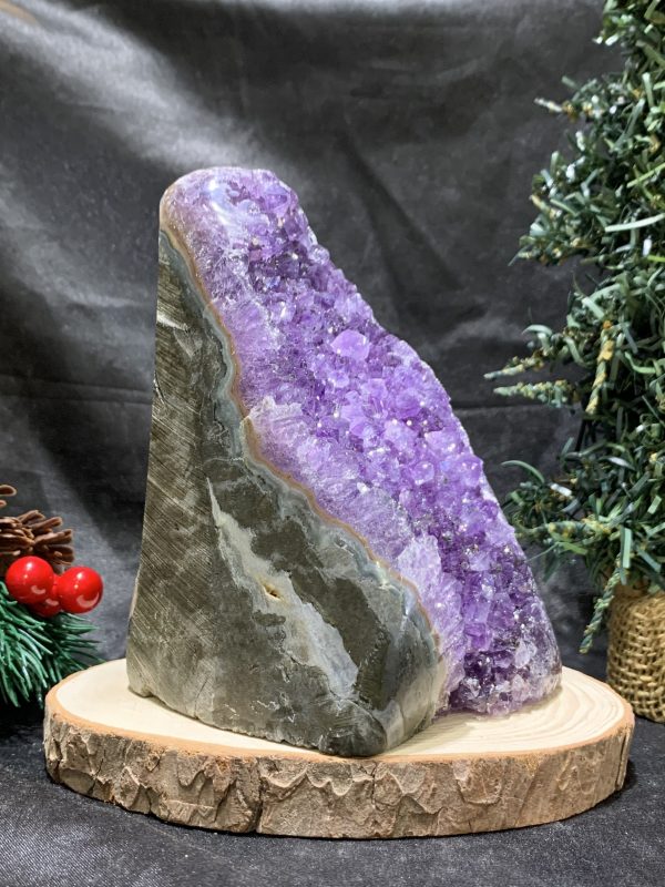 HỐC THẠCH ANH TÍM NHỎ – SMALL AMETHYST GEODE (TV503), KL: 1,13KG, KT: 15*8CM