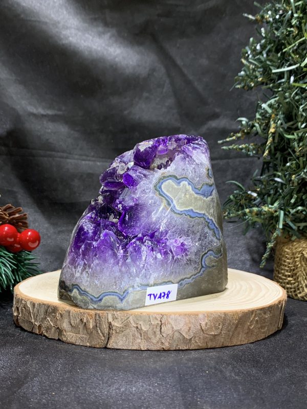 HỐC THẠCH ANH TÍM NHỎ – SMALL AMETHYST GEODE (TV478), KL: 0,565KG, KT: 11,5*7CM