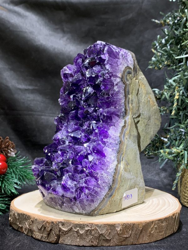 HỐC THẠCH ANH TÍM NHỎ – SMALL AMETHYST GEODE (TV513), KL: 1,015KG, KT: 13*7CM