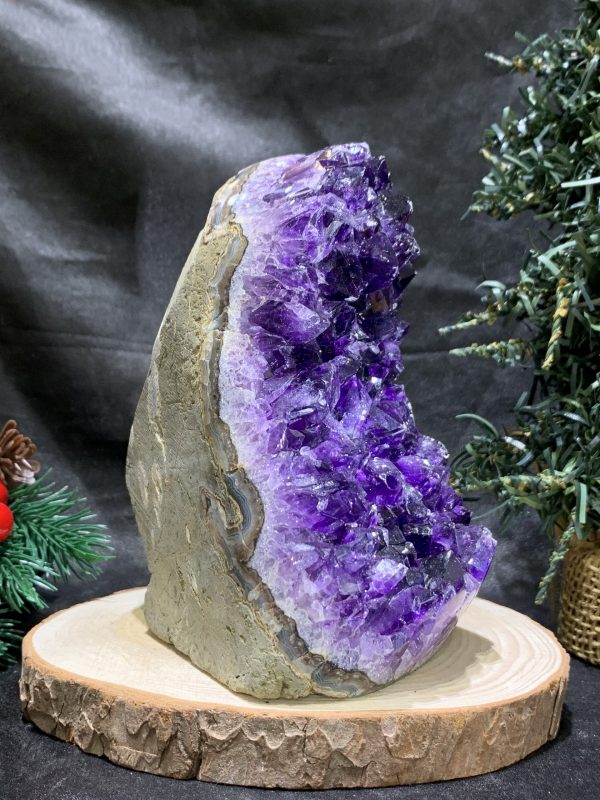 HỐC THẠCH ANH TÍM NHỎ – SMALL AMETHYST GEODE (TV513), KL: 1,015KG, KT: 13*7CM