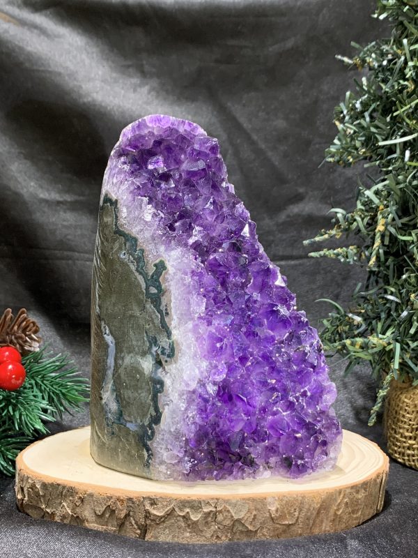 HỐC THẠCH ANH TÍM NHỎ – SMALL AMETHYST GEODE (TV501), KL: 0,885KG, KT: 14*6,3CM