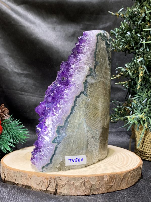 HỐC THẠCH ANH TÍM NHỎ – SMALL AMETHYST GEODE (TV501), KL: 0,885KG, KT: 14*6,3CM