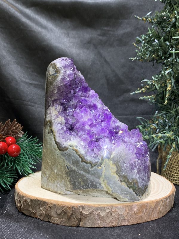 HỐC THẠCH ANH TÍM NHỎ – SMALL AMETHYST GEODE (TV510), KL: 0,86KG, KT: 14*7,8CM