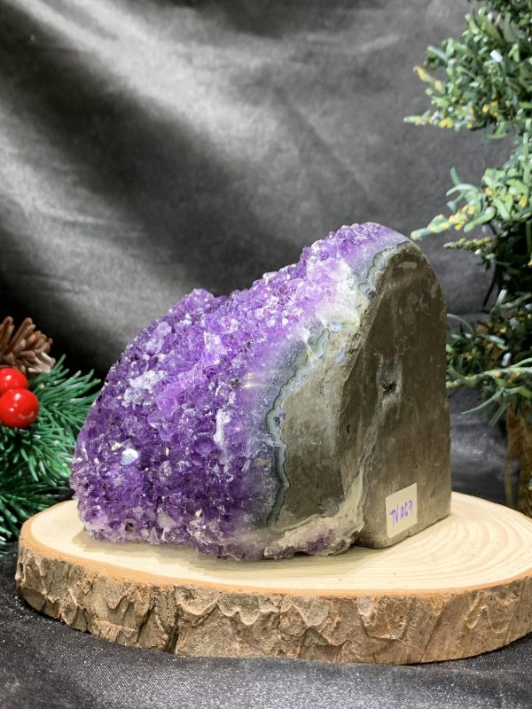 HỐC THẠCH ANH TÍM NHỎ – SMALL AMETHYST GEODE (TV467), KL: 0,685KG, KT: 10*8CM